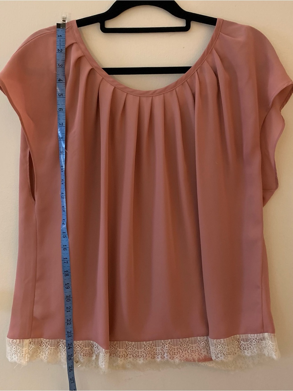 LC Lauren Conrad Dusty Rose Chiffon Lace-Hem Blouse